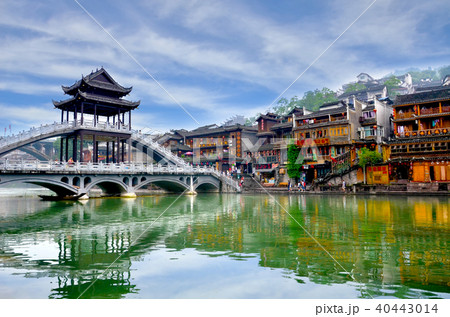 Old houses in Fenghuang county in Hunan, China. 40443014