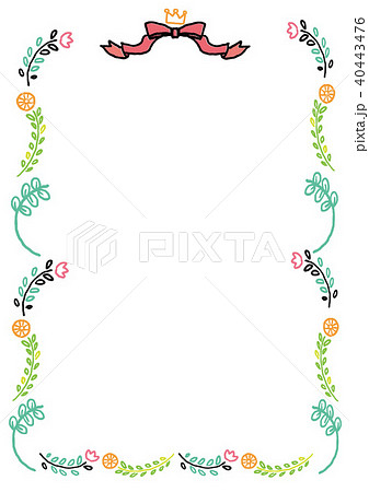 リボン 花 フレーム イラストのイラスト素材 40443476 Pixta