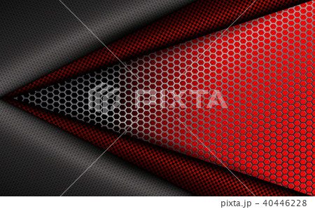 Geometric red corrugated background with metal grille. 40446228
