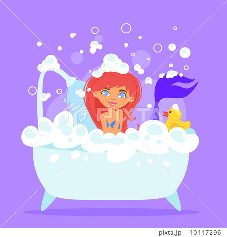 Mermaid Character Taking A Bathのイラスト素材