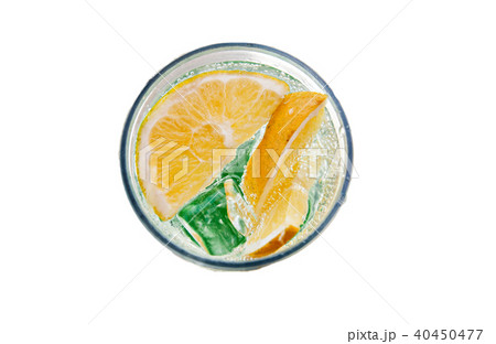 A glass of mojito with lemon and ice  isolated 40450477