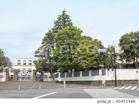 学習院初等科前交差点と学習院四谷キャンパスの正門（東京都新宿区）の写真素材 [40451486] - PIXTA