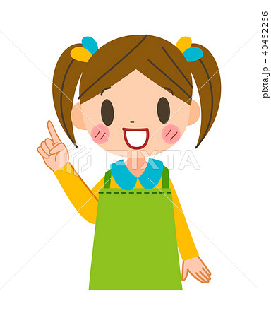 エプロン姿の女の子 指差しのイラスト素材