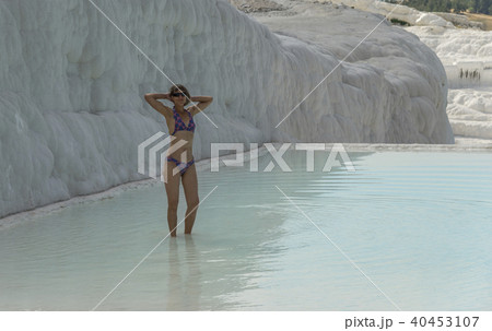 Woman in thermal swimming pool 40453107