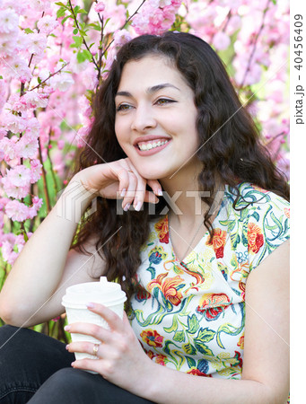 young girl in spring forest 40456409