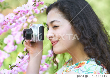 young girl in spring forest young girl in spring forest 40456415