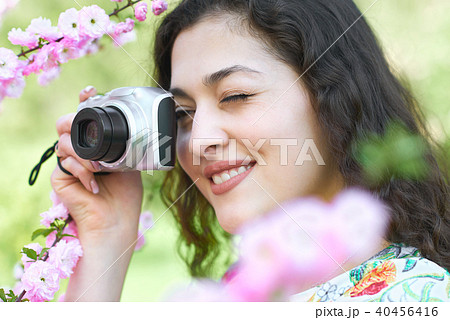 young girl in spring forest young girl in spring forest 40456416