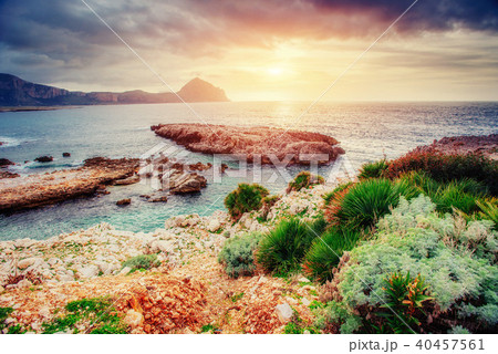 Spring panorama of sea coast city Trapany. Sicily, Italy, Europe Spring panorama of sea coast city Trapany. Sicily, Italy, Europe 40457561