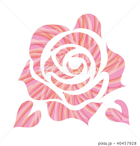 筆調 筆タッチで描いた薔薇のイラスト ピンク バラのマーク バラのロゴのイラスト素材