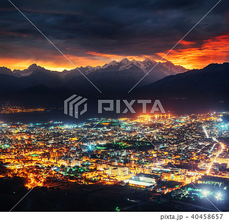 city with a night on the beach. Sicily. Italy. Europe 40458657