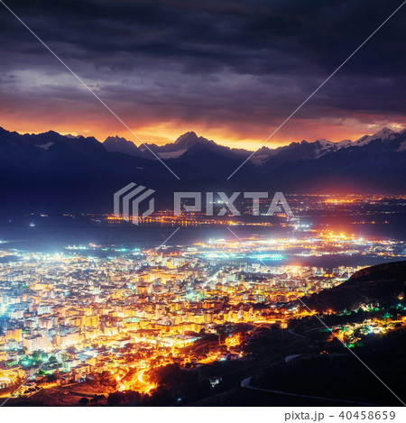 city with a night on the beach. Sicily. Italy. Europe 40458659