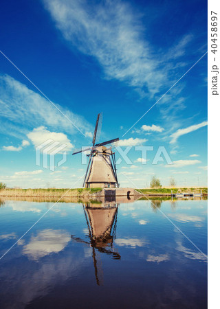 Traditional Dutch windmills from the channel Rotterdam. Holland Traditional Dutch windmills from the channel Rotterdam. Holland 40458697