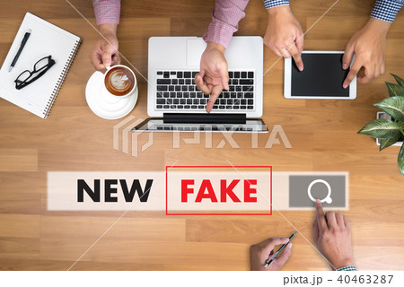 Fake news concept man reading news media Fake news concept man reading news media 40463287