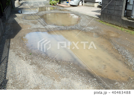 未舗装道路　水たまり 40463488