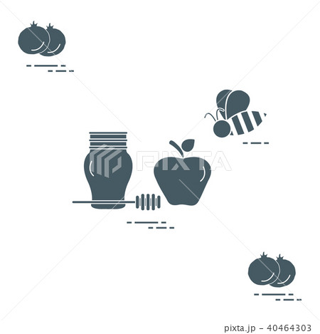 Apple in honey in Rosh Hashanah, pomegranate, bee 40464303
