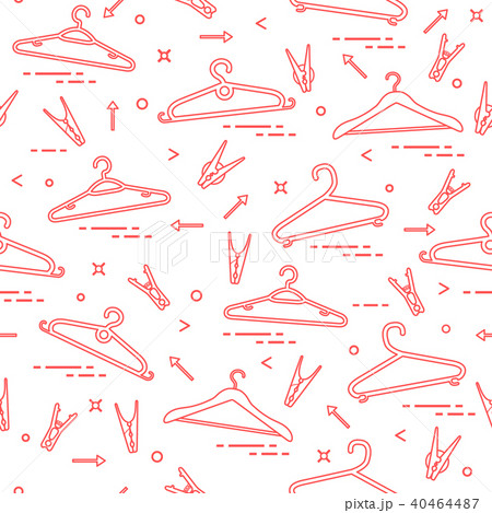 Pattern with clothes hangers and clothespins Pattern with clothes hangers and clothespins 40464487