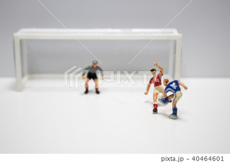 サッカー　ミニチュア　ゴール　試合　選手　フットボール　日本　代表　人形　フォワード　ゴールキーパー 40464601