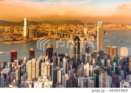 Hong Kong aerial view central business downtown  40464969