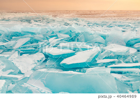 Broken crack water lake with sunset tone Broken crack water lake with sunset tone 40464989