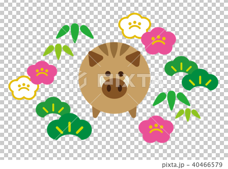 Year of the rat Shochiku plum New Year's card Material Pink 40466579