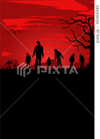 Halloween poster, Silhouette of zombies walking at 40466985