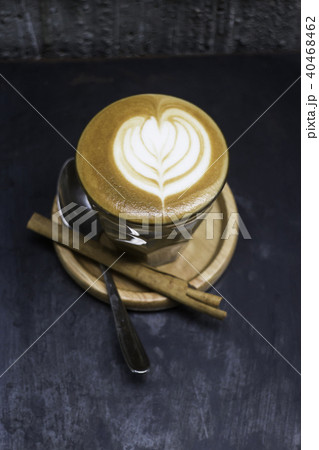 Cup of piccolo latte coffee with latte art Cup of piccolo latte coffee with latte art 40468462