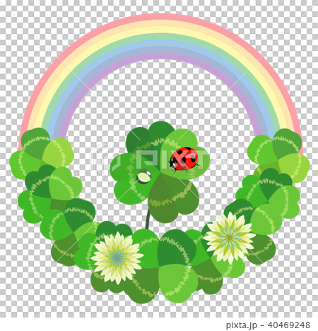 四つ葉のクローバーとてんとう虫（虹）_1 40469248