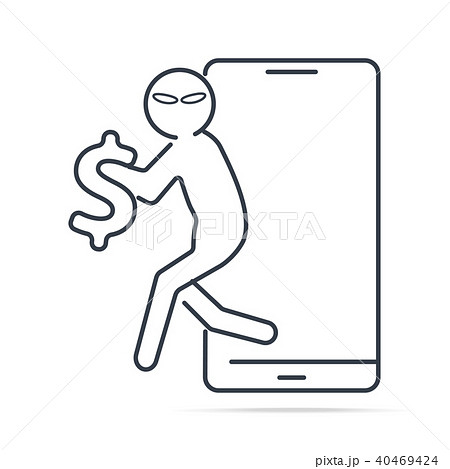 Hacker stealing money from smartphone Dollar sign  40469424