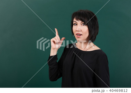 girl teacher posing chalk Board learning concept 40469812
