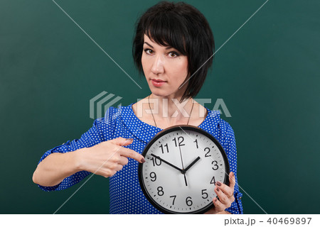 girl teacher posing chalk Board learning concept 40469897