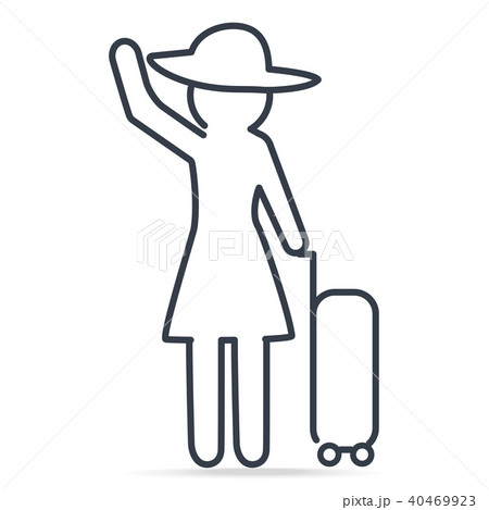 Woman pulling a Luggage in vacation, simple line Woman pulling a Luggage in vacation, simple line 40469923
