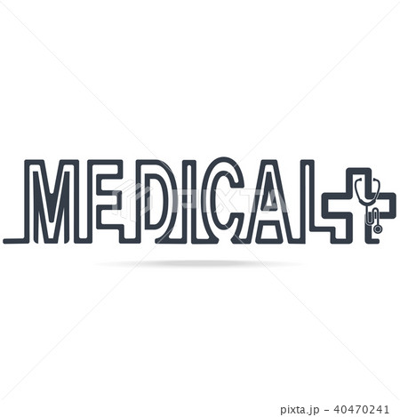 Mecical icon, text and Stethoscope line style icon Mecical icon, text and Stethoscope line style icon 40470241