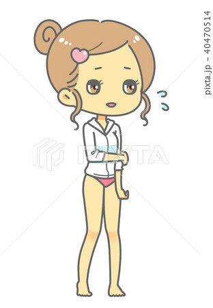 水着女子 ウジウジスタイルのイラスト素材