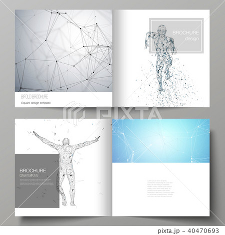 The vector illustration of editable layout of two covers templates for square design bifold brochure 40470693