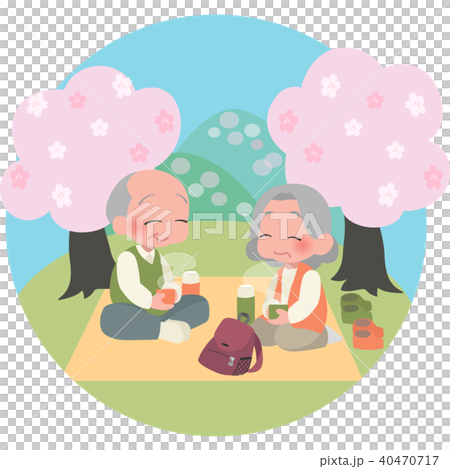 Elderly people enjoying cherry blossom viewing Elderly people enjoying cherry blossom viewing 40470717