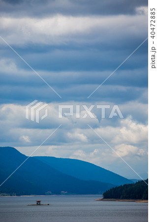 Elevated vertical view of lake Dospat in Bulgaria Elevated vertical view of lake Dospat in Bulgaria 40472885