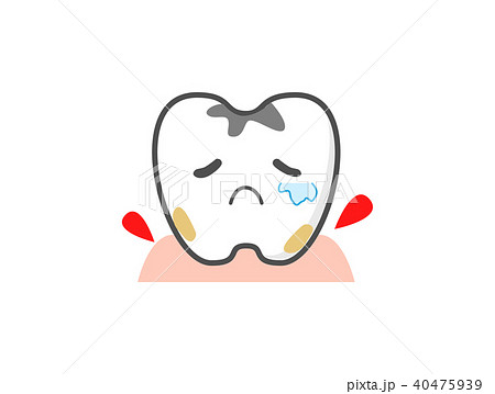 歯茎出血する歯 治療の可愛いキャラクターのイラスト素材
