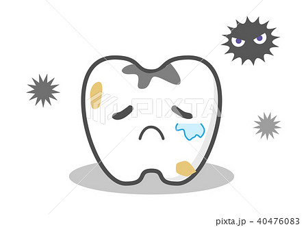 虫歯の可愛いキャラクターのイラスト素材