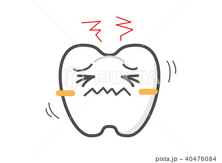 痛みがある歯の可愛いキャラクターぐらぐらのイラスト素材 40476084