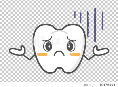 困った顔のお手上げ 歯の可愛いキャラクターのイラスト素材