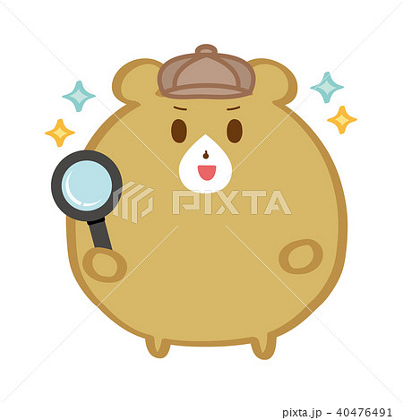 茶クマ探偵 虫眼鏡で捜査のイラスト素材