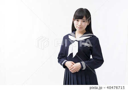 女学生 セーラー服の写真素材