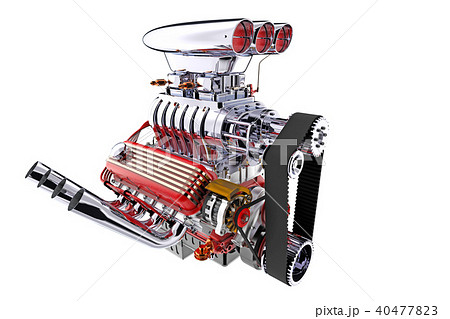 Hot rod engine isolated. 3D render 40477823