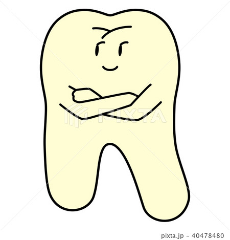 腕を組むポーズを取るモデルの歯のイラスト素材