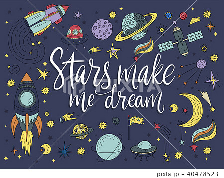 Handdrawn Lettering Quote With Galaxy のイラスト素材