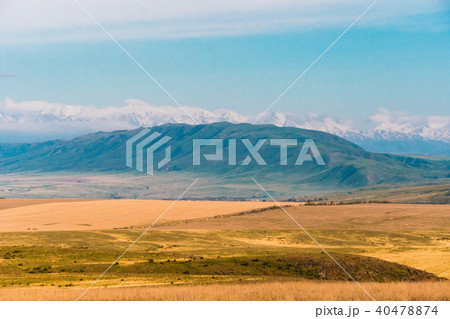 Panorama of a beautiful landscape with mountain ranges in Kazakhstan 40478874