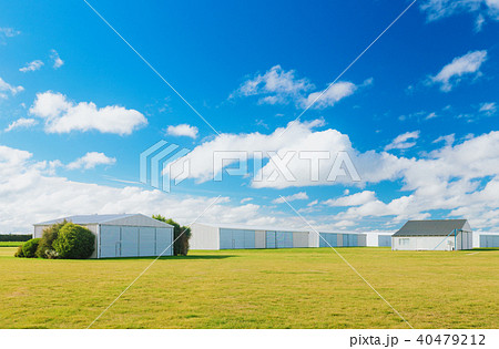 Metallic warehouse with blue sky Metallic warehouse with blue sky 40479212