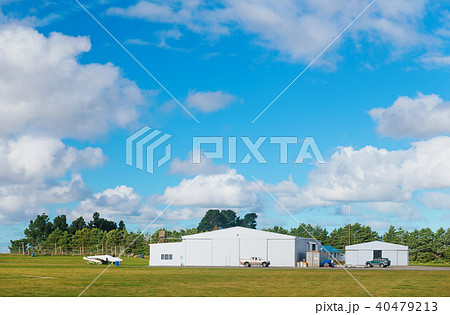 Metallic warehouse with blue sky Metallic warehouse with blue sky 40479213