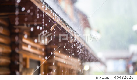 Downpour in the summer storm and rain drops. 40482026