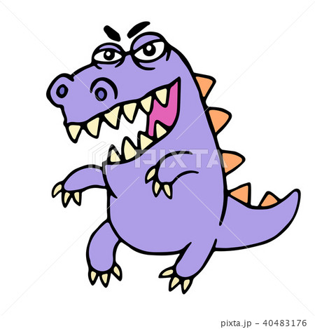 Wild purple cartoon dragon. Vector illustration. 40483176